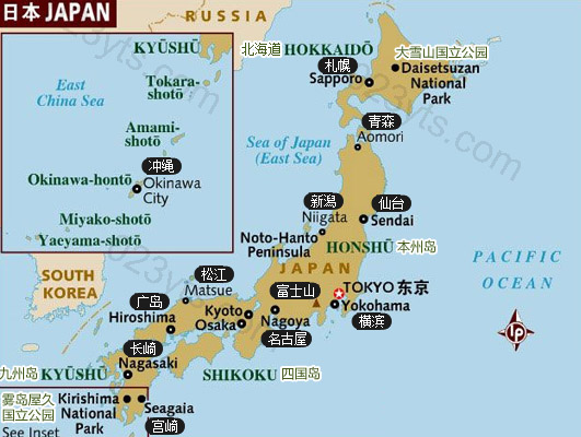 日本旅游地图