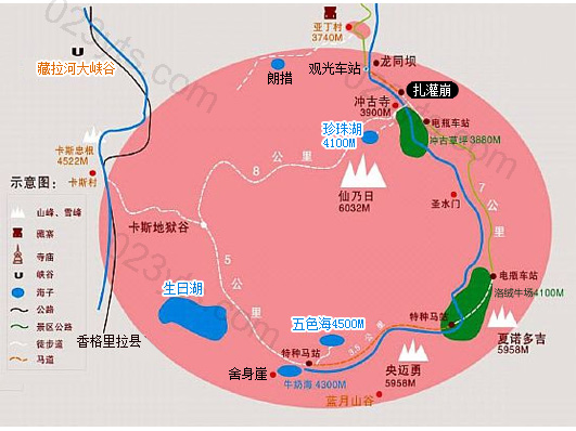 稻城亚丁旅游地图