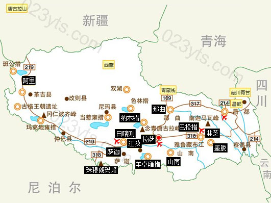 西藏旅游地图